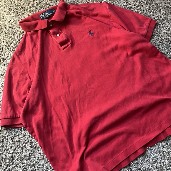 Polo Ralph Lauren Men’s Large Red Polo Short Sleeve Shirt Pony Cotton Casual - Picture 2 of 7